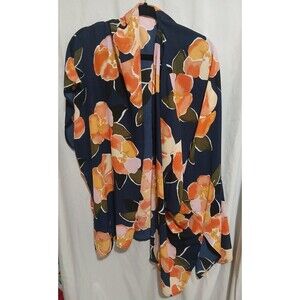 Maurices Kimono Blue  Floral  One size Hippie Boho could be a bathing suit cover